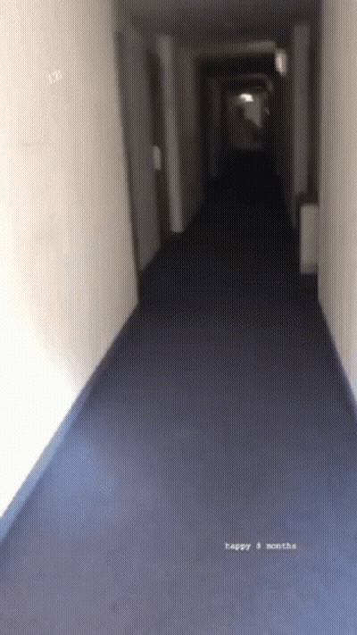 Empty Hallway Saying Happy 3 Months GIF