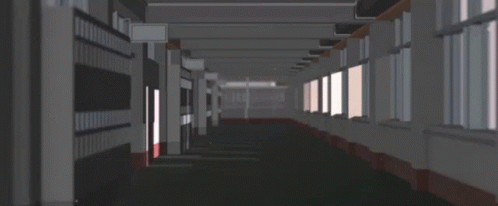 Empty Hallway With Windows And Doors GIF