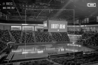 Empty Liberty Arena Basketball Court Black And White GIF