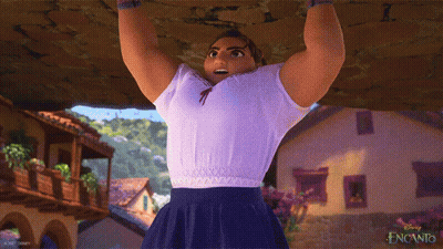 Encanto Cartoon Character Lifting Large Rock GIF