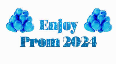 Enjoy Prom 2024 Sign With Blue Balloons GIF
