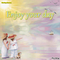 Enjoy Your Day Cute Kids At Seashore GIF