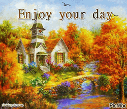 Enjoy Your Day Vintage Landscape Painting GIF