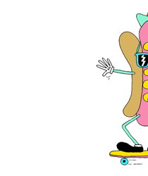Entertaining Hotdog Skateboard Waving GIF