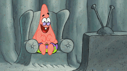 Entertainment TV Watching Patrick Star GIF