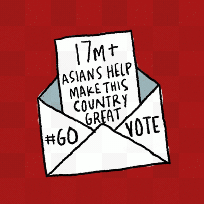 Envelope With Paper Saying 17M+ Asians Help Make This Country Great GIF