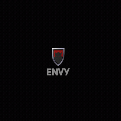 Envy Logo With Red Shield And Black Cat GIF
