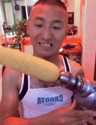 Epic Chinese Guy Sweet Corn Drill GIF