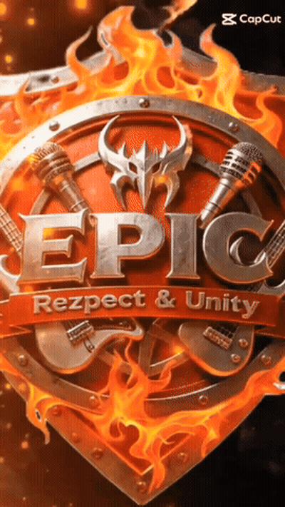 Epic Rezpect & Unity Poster With Shield And Flames GIF