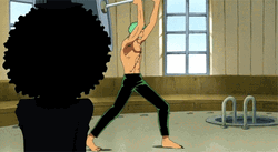 Epic Zoro Lifting Weights GIF