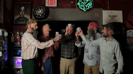 Epitaph Records Men Cheers Two Shots Of Vodka GIF