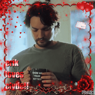 Erik Loves Clyde Man Holding Mug GIF