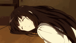 Eru Chitanda Anime Sleeping Leaning On The Table