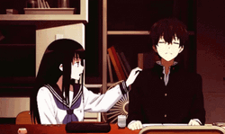 Eru Shaking Oreki Houtarou GIF
