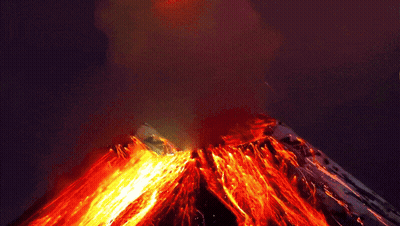 Erupting Volcano Painting GIF