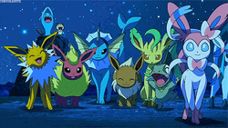 Espeon And Other Pokemons Celebrating  GIF