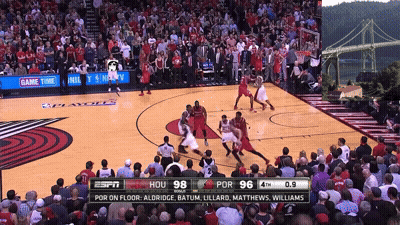 Espn Broadcasts A Basketball Game Between Hou And Por GIF