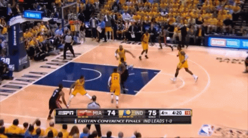 Espn Broadcasts A Basketball Game Between The Heat And The Pistons GIF