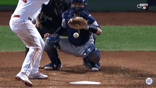 Espn Is Showing A Baseball Game Being Played On The Field GIF