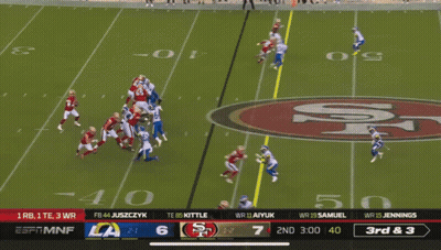 Espn Is Showing A Football Game Between The 49Ers And The Rams GIF