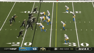 Espn Mnf Is Showing A Football Game Between The Chargers And The Saints GIF
