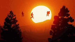 ET Phone Home Flying Bike Sunset GIF