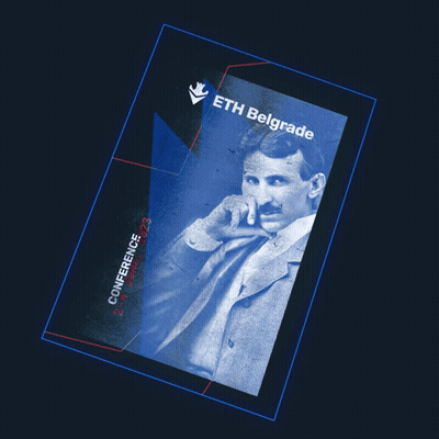 ETH Belgrade Conference Poster Man With Mustache GIF