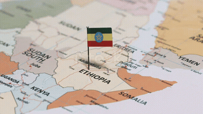 Ethiopian Flag Pinned To Map GIF