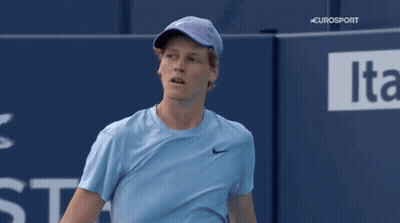 Eurosport Man Blue Shirt Purple Hat GIF