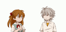 Evangelion Kawaii Asuka Kaworu GIF
