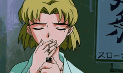 Evangelion Ritsuko Akagi Smoking GIF