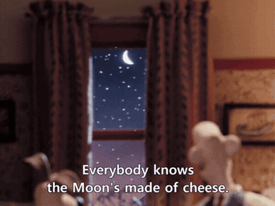 Everybody Knows The Moon's Made Of Cheese Cartoon Scene GIF
