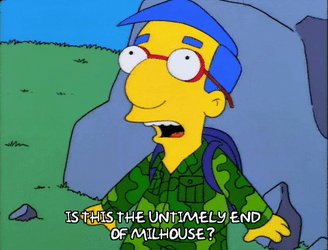 Everything Coming Up Milhouse Arms Up Scared GIF