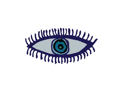 Evil Eye Drawing With Blue Center Sticker