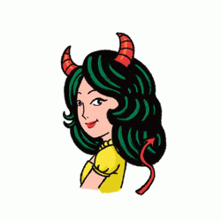 Evil Eye Laser Girl Cartoon GIF