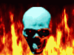 Evil Looking Skull On Fire  GIF