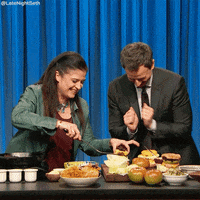 Excited And Satisfied Seth Meyers  GIF