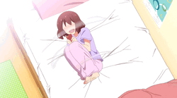 Excited Anime Girl Rapidly Rolling On Bed GIF 