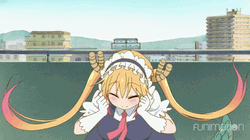 Excited Anime Maid In Front Of Bored Person GIF
