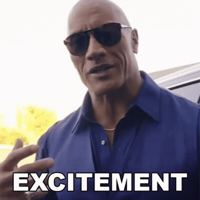 Excited Bald Man In Sunglasses And Blue Shirt GIF