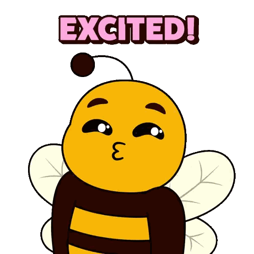 Excited Bee Cartoon Sticker