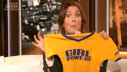 Excited Drew Barrymore Girl Power Tee GIF