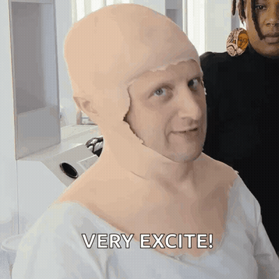 Excited Man Wearing Mask