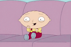 Excited Stewie Griffin On Couch GIF