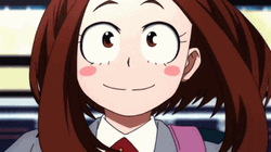 Excited Uraraka Running GIF