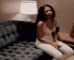Exhausted Girl On Coach GIF