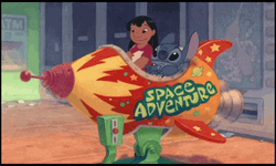 Experiment 626 Stitch And Lilo Riding Space Shuttle GIF