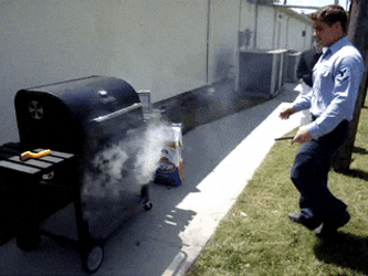Exploding Grill Stunned Cook Running GIF