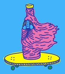 Expressive Bottle Skateboard Art GIF