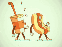 Expressive Hot Dog Face Drinks Animation Walking GIF